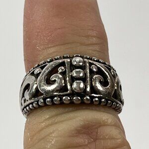 925 Sterling Silver Ring Size 6 Scrolls Dots Modernist Design Pinkie Jewelry